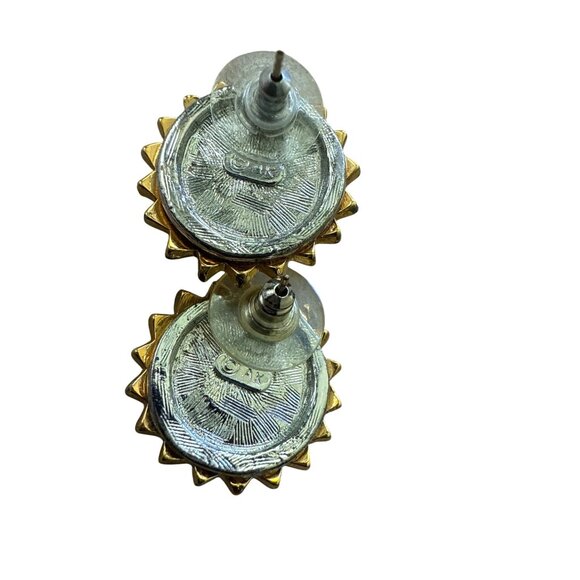 Anne Klein Gold-Tone Smiling Sun Face Clip Ons Earrings Rare - Picture 7 of 10
